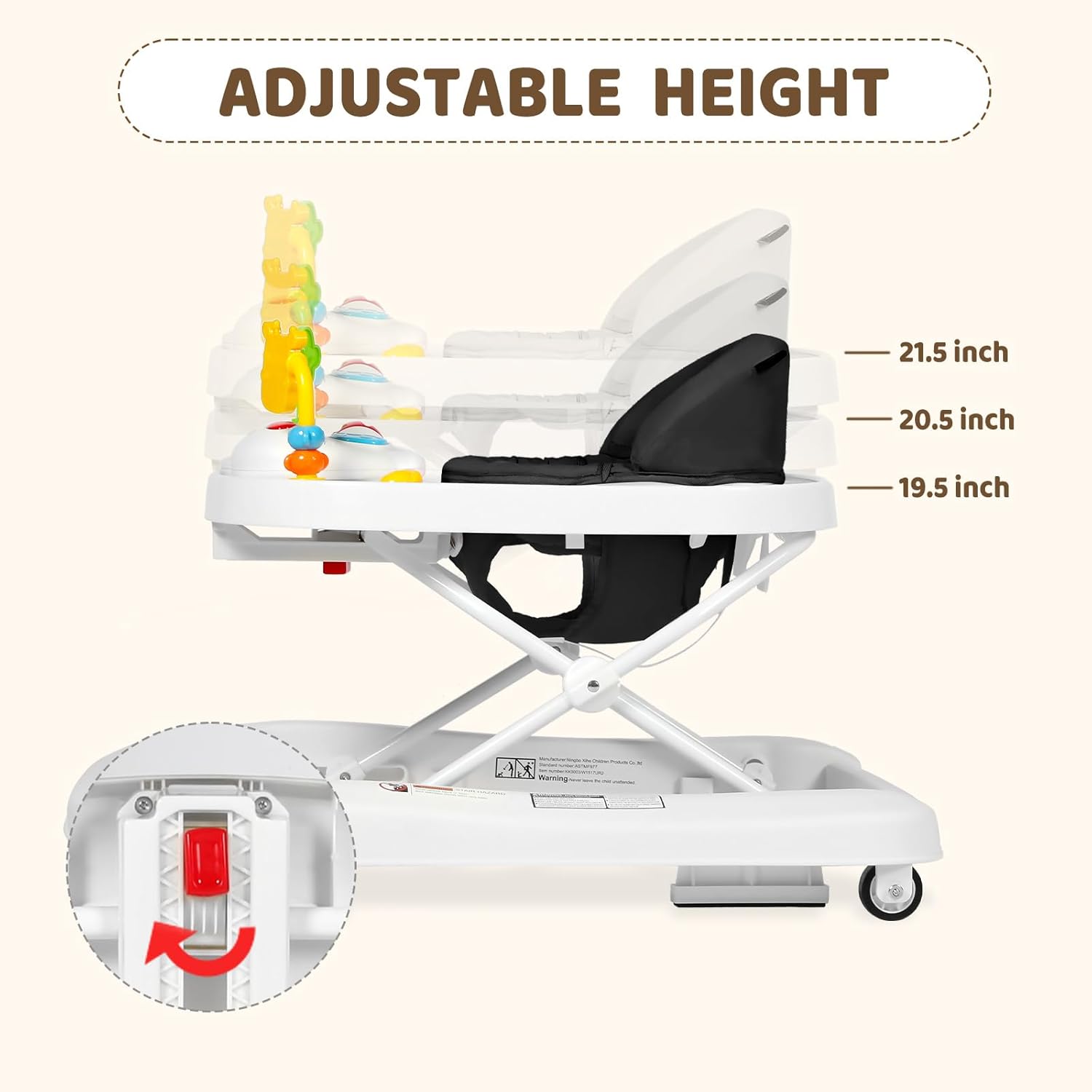 Andador para bebés con ruedas, centro de actividades para bebés 3 en 1 para niños y niñas, combo plegable con juguetes musicales, aprendizaje