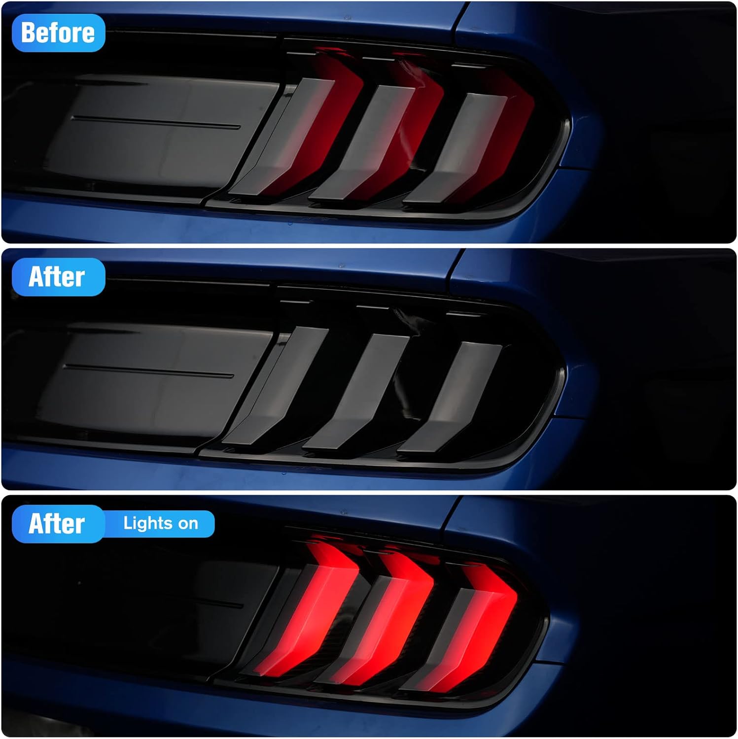 LitMiRaCle Smoke Black Taillight Protector Cover Compatible Ford Mustang, PC Resin Tail Shades, Taillight Decorative Shade Accessories Compatible