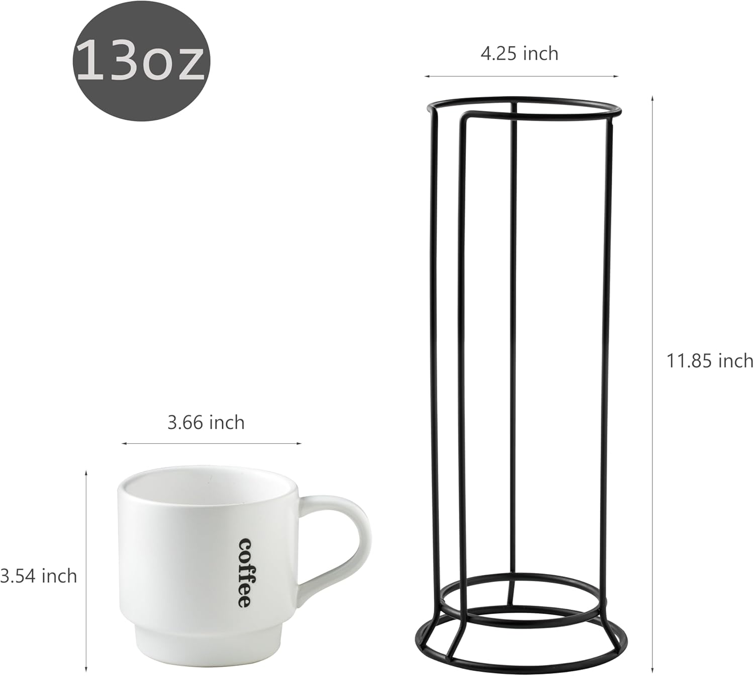 KOKUNKA Tazas de café con estante, tazas de café de cerámica grandes de 13 onzas para café, té, cacao, leche, bebidas de chocolate, aptas para