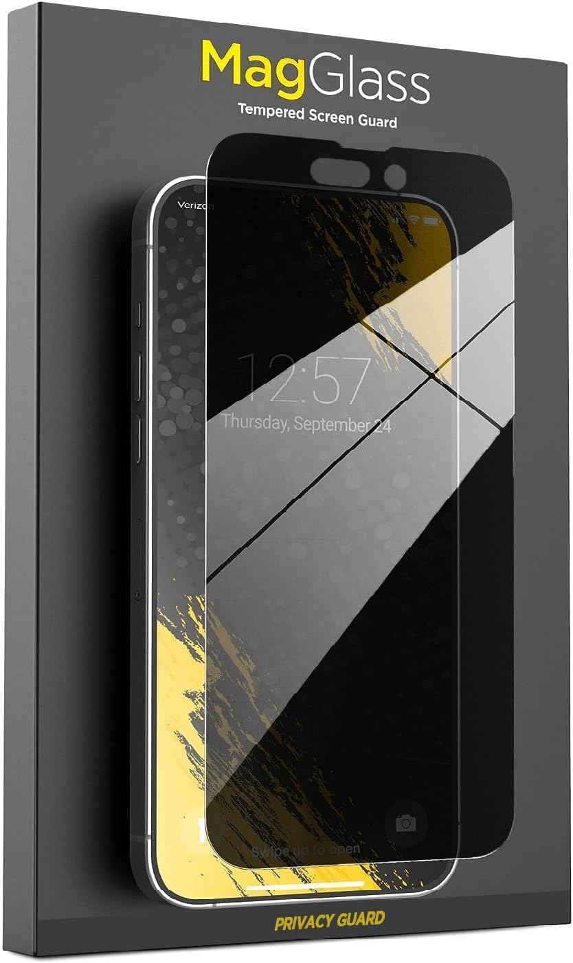 magglass Protector de privacidad + compatible con iPhone 15 PRO – Protector de pantalla de privacidad – Cristal templado antiespía (aplicador