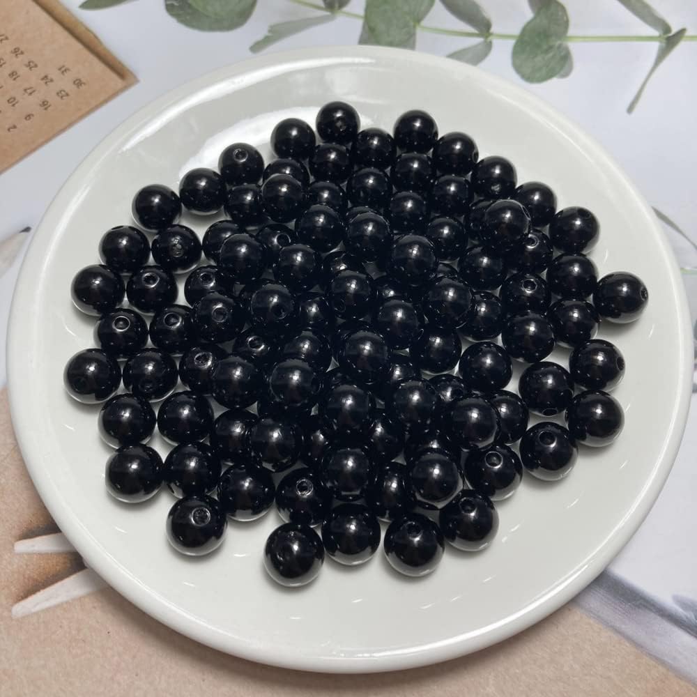 100 cuentas de perlas de 0.472 pulgadas (0.472 in), perlas redondas sueltas con agujeros para costura, manualidades, decoración, pulseras, collares,