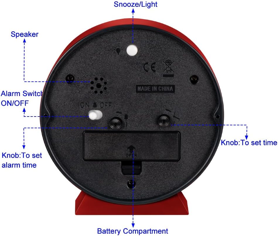 Reloj despertador analógico retro antiguo de 4.5 pulgadas, funciona con pilas, pequeño y silencioso con luz nocturna, funciona con pilas, para sala