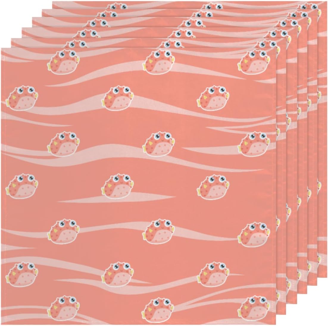 Cloth Napkins Set of 6 Cute Fish 20×20 Inch Cloth Napkins Pink Cartoon Fish Washable Reusable Kitchen Dinner Napkins Table Decor for Wedding,