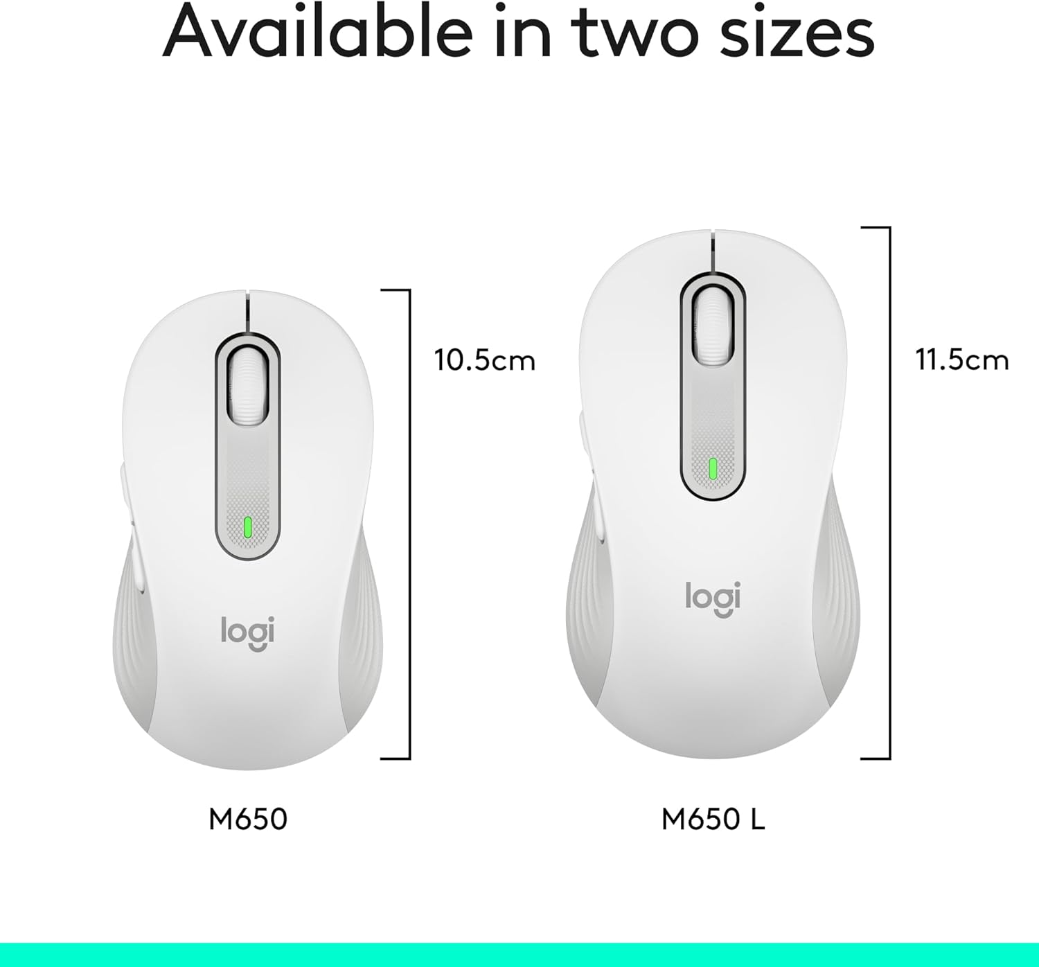 Logitech Signature M650 L – Mouse inalámbrico de tamaño completo, para manos de gran tamaño, batería de 2 años, clics silenciosos, botones laterales