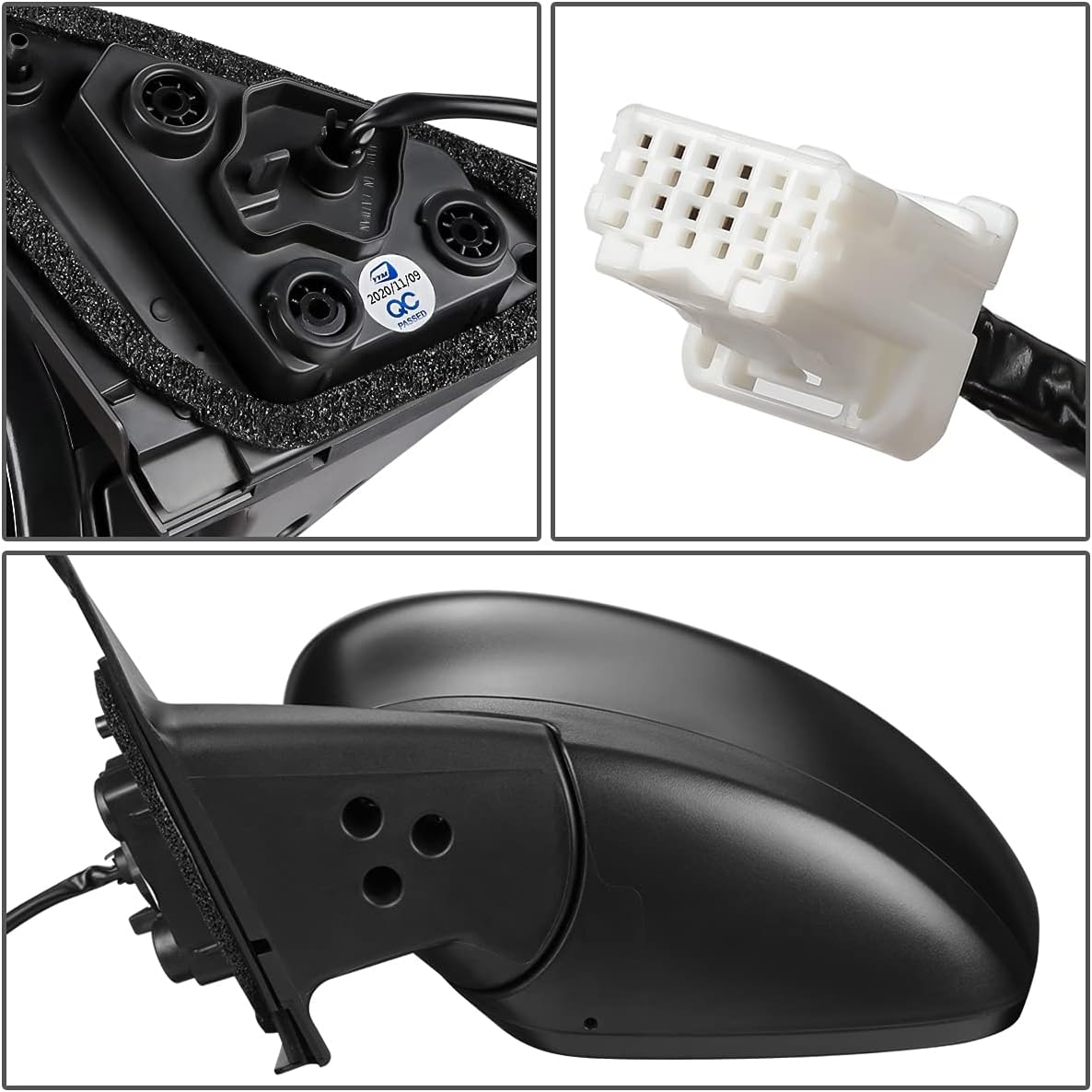 DNA Motoring OEM-MR-NI1320297 – Espejo lateral plegable para conductor izquierdo con ajuste alimentado con calefacción y detección de punto ciego