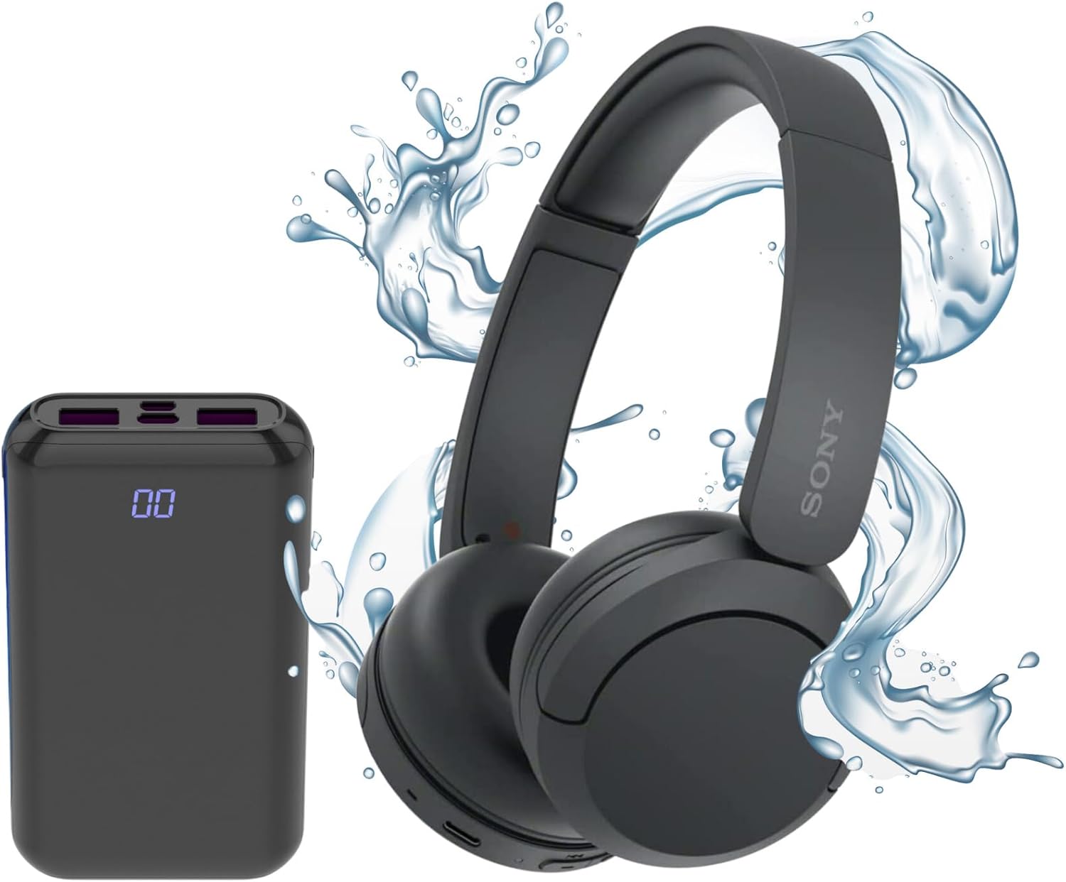 Sony WH-CH520 Auriculares inalámbricos Bluetooth en la oreja compactos fáciles de transportar con micrófono (negro) Bundle con accesorio para