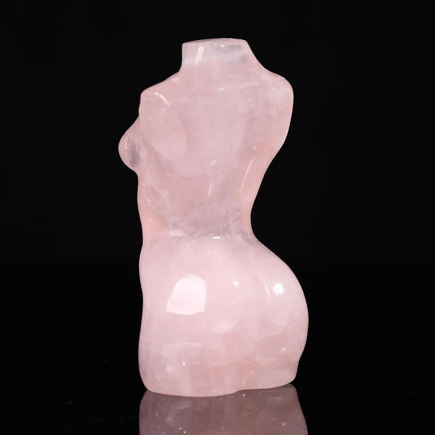 Potente estatua corporal de cristal de cuarzo rosa natural de 3 pulgadas, modelo femenino tallado a mano para curación y energía positiva,