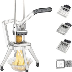 ROVSUN Cortador comercial de verduras de acero inoxidable con cuchillas de 4 tamaños, cortador de papas y frutas, cuchillas de 12 pulgada, 38 ROVSUN Cortador comercial de verduras de acero inoxidable con cuchillas de 4 tamaños, cortador de papas y frutas, cuchillas de 12 pulgada, 38