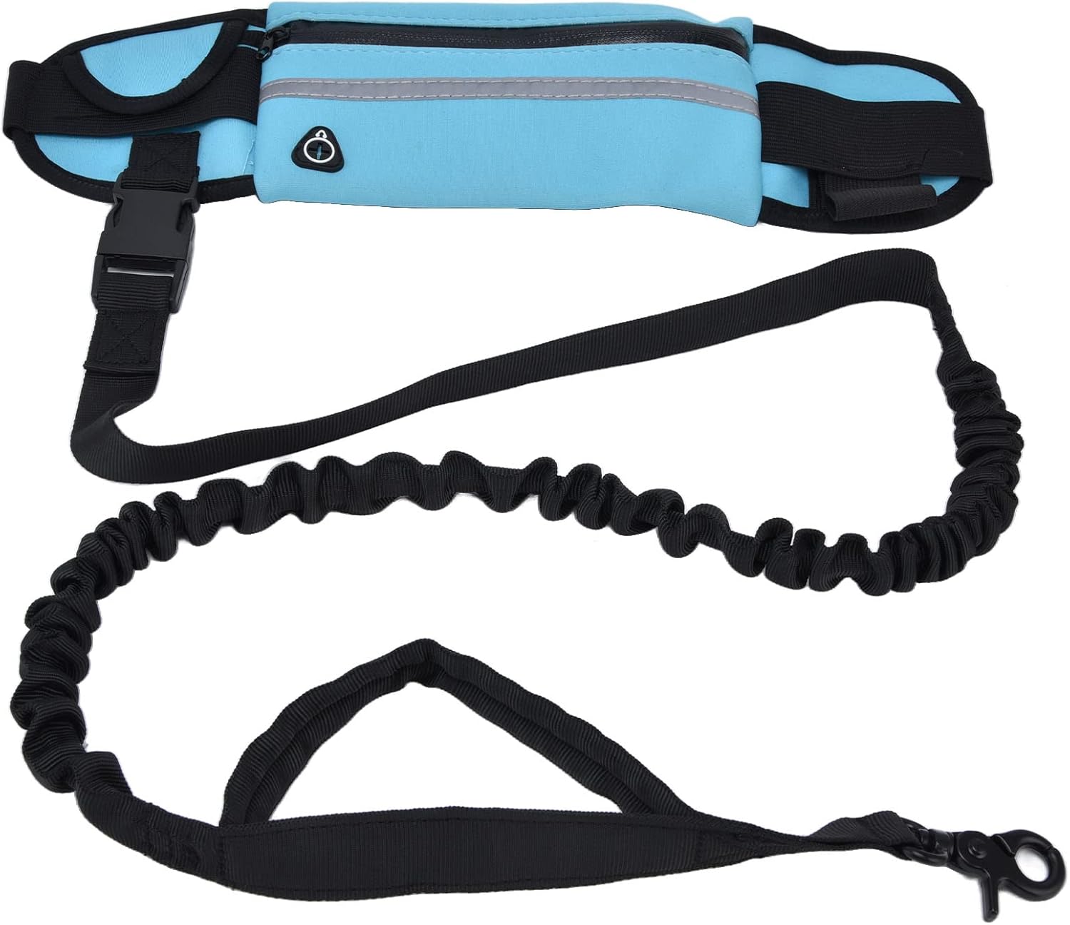 Correa de manos para perro con bolsa de cremallera para cachorro Cinto Correr, elástica duradera con tiras reflectantes, cinturón ajustable para