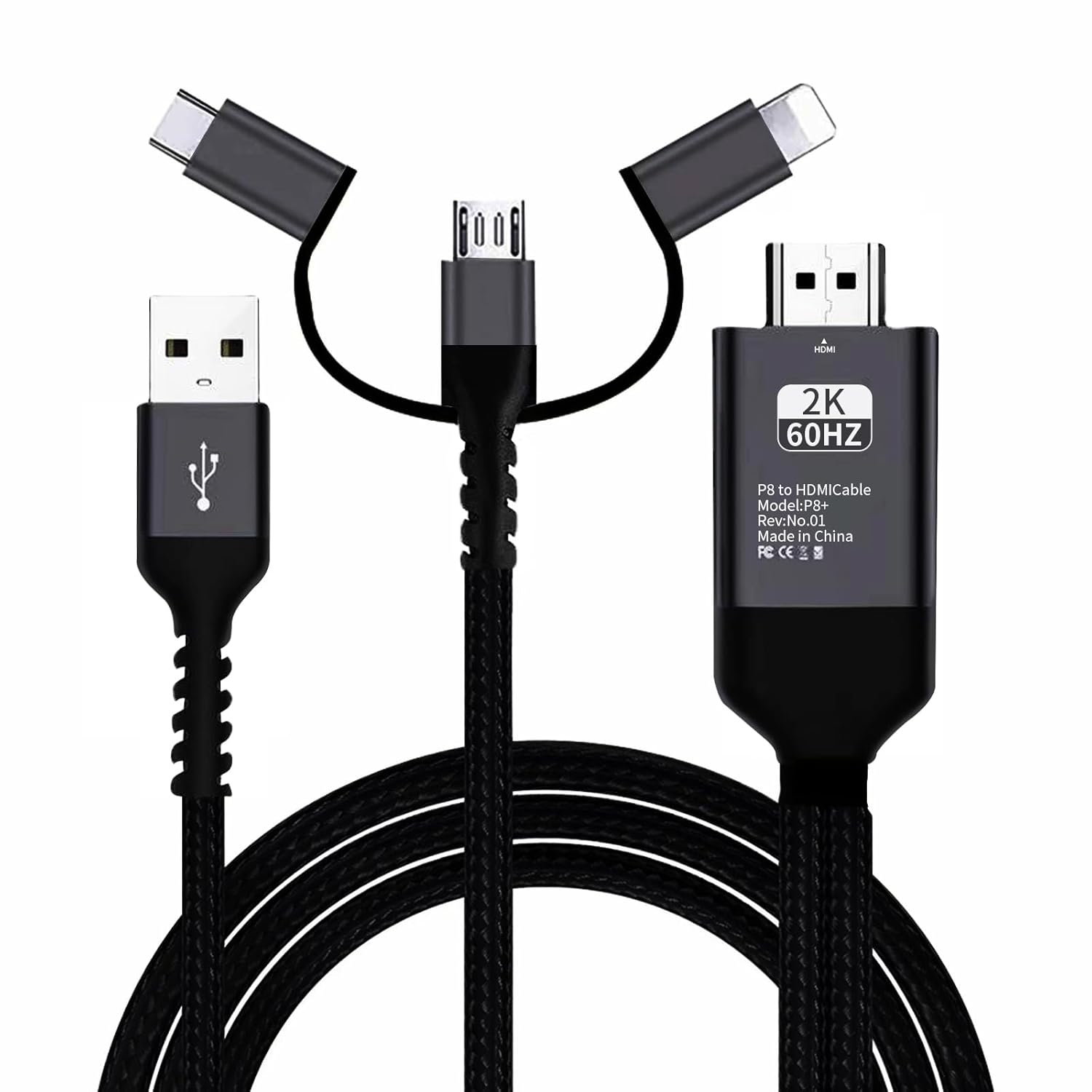 AMANKA Adaptador HDMI para TV, teléfono a TV, adaptador AV digital 1080P, cable conector de pantalla de sincronización 3 en 1, compatible con