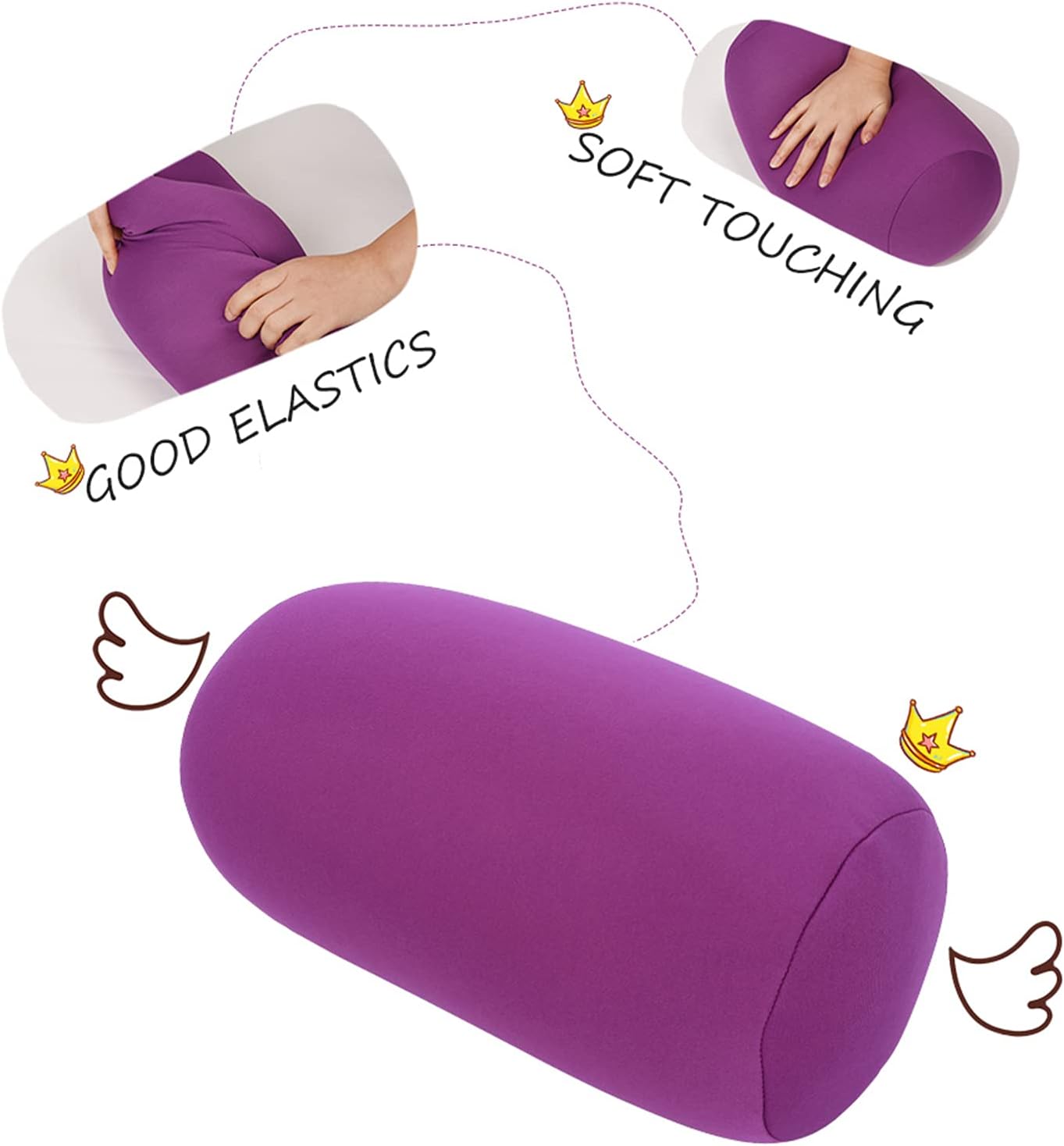 Keenso Rollo de soporte cervical,Mini rollo de cuello redondo,Almohada suave de microperlas para soporte de columna vertebral y cuello,Relleno