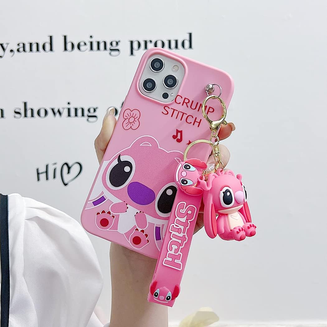 iFiLOVE Funda para iPhone 13 Pro Max Stitch, para niñas, niños, mujeres, niños, lindo personaje de dibujos animados con correa colgante, delgada y