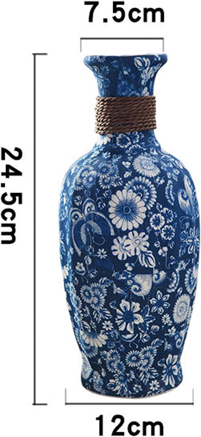 fanquare Jarrón decorativo de cerámica, florero floral moderno hecho a mano, accesorios de oficina en casa, altura 9.8 pulgadas