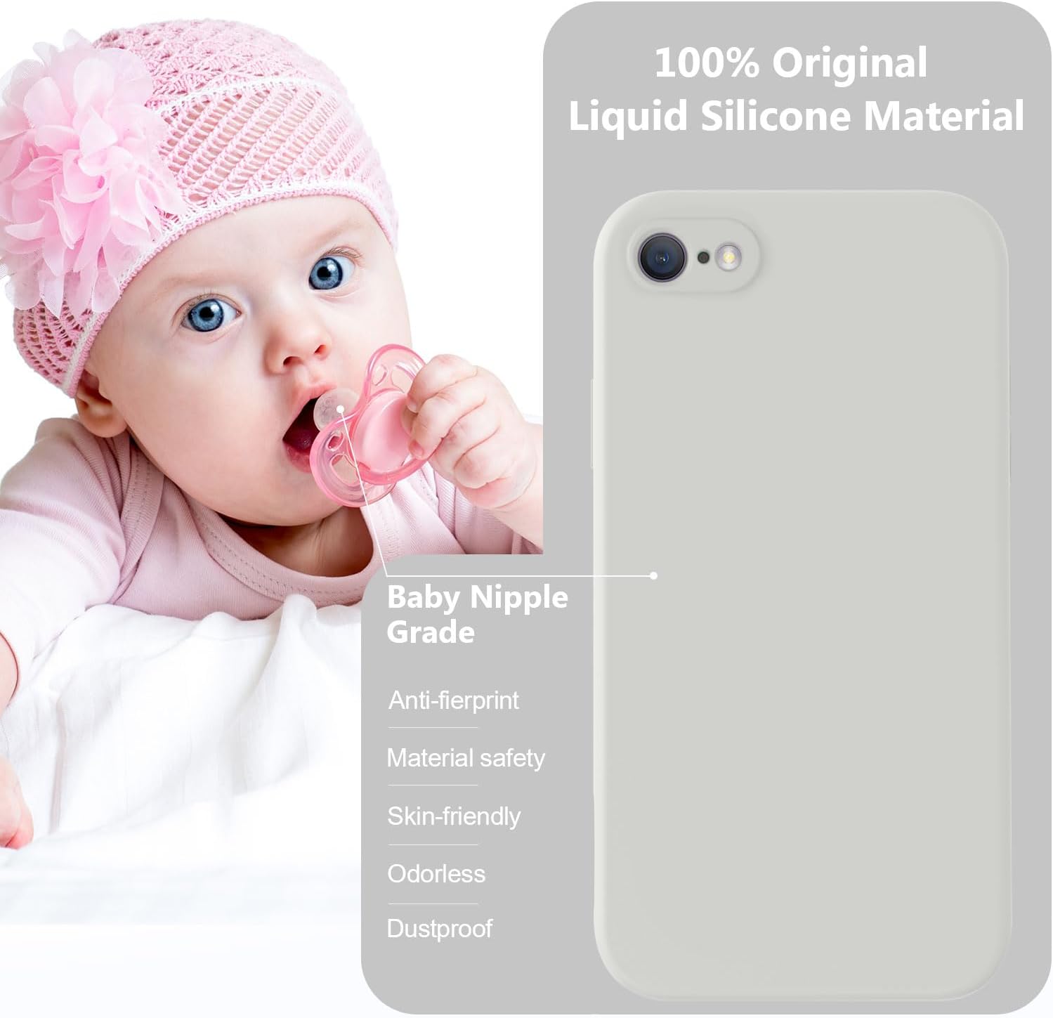 Vooii Funda para iPhone SE 20223rd2020, iPhone 87, silicona líquida mejorada con bordes cuadrados protección de cámara forro de microfibra suave