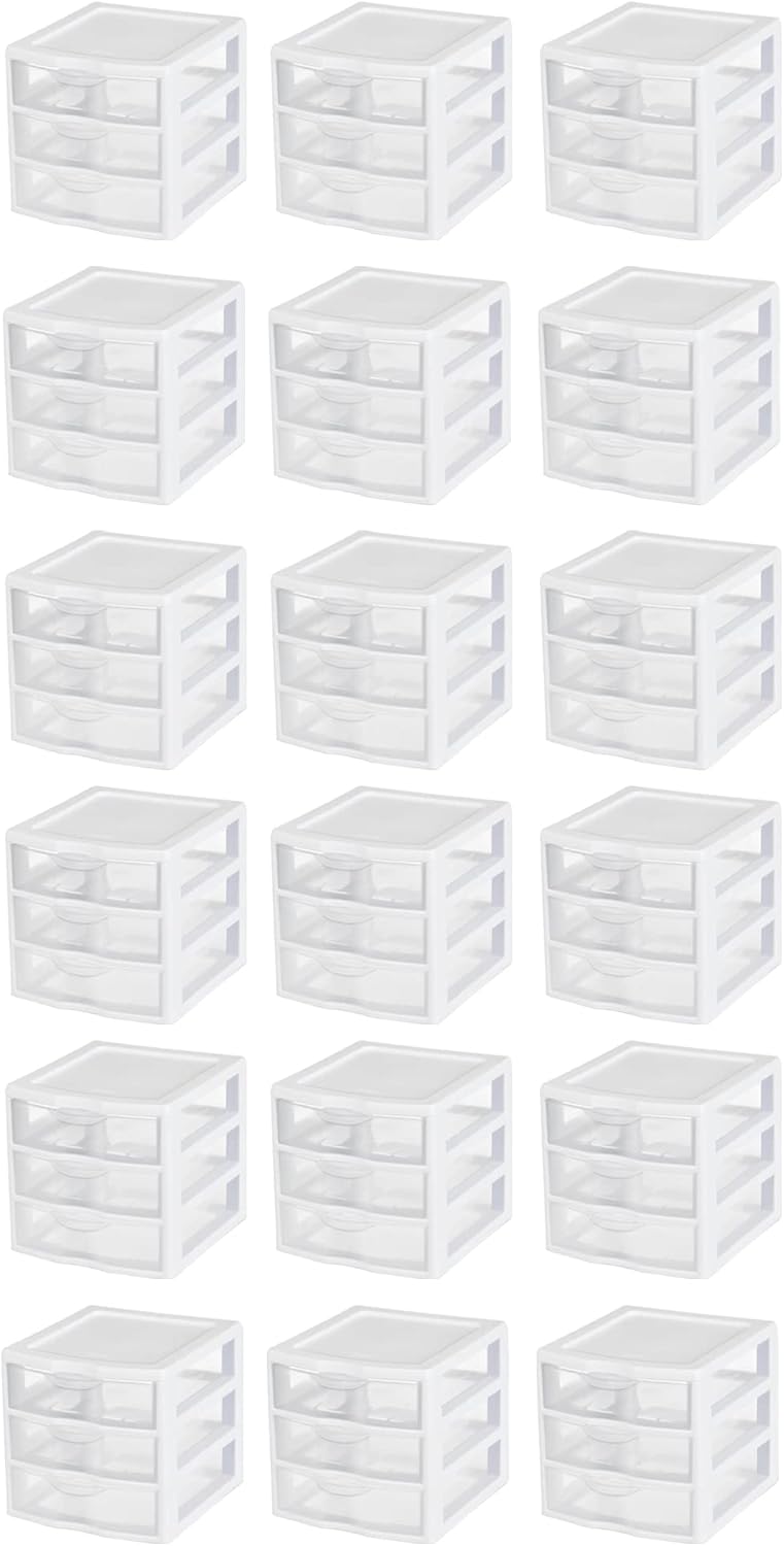 Sterilite Clearview – Unidad de almacenamiento de escritorio de plástico multiusos de 3 cajones para el hogar, aulas u espacios de oficina, color