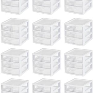 Sterilite Clearview – Unidad de almacenamiento de escritorio de plástico multiusos de 3 cajones para el hogar, aulas u espacios de oficina, color Sterilite Clearview – Unidad de almacenamiento de escritorio de plástico multiusos de 3 cajones para el hogar, aulas u espacios de oficina, color