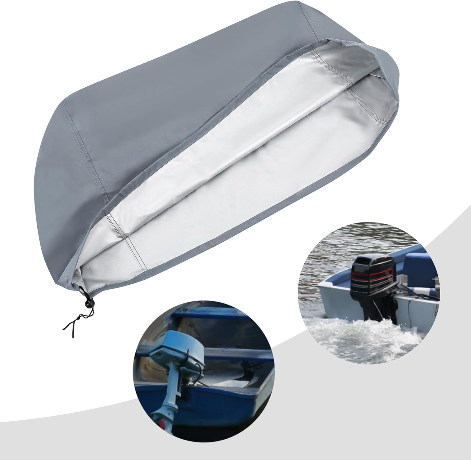 WenDissy Cubierta para motor de barco, cubierta impermeable 420D para capó motor fuera de borda, apta para motores de hasta 15-20 HP, color gris