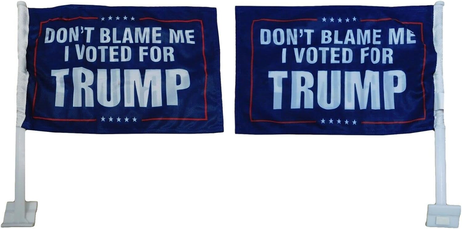 Paquete de 12 banderas prémium de nailon de nailon con texto en inglés Dont Blame Me I Voted For Trump de 12 x 18 pulgadas
