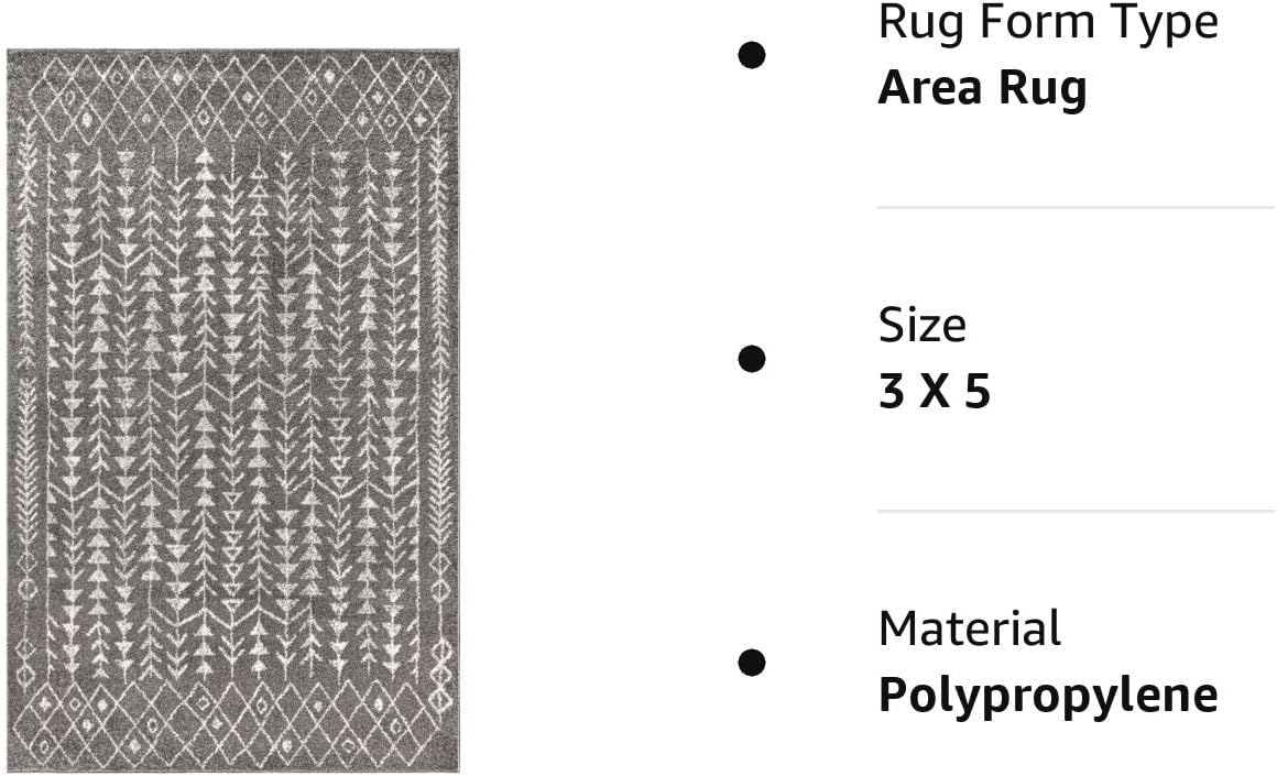 JONATHAN Y MOH210B-3 Ziri – Alfombra marroquí geométrica para interiores, estilo granja, bohemio, minimalista, fácil de limpiar, para dormitorio,