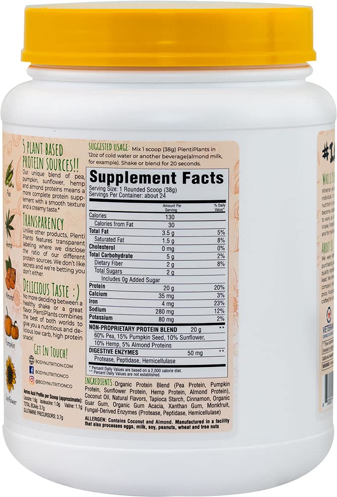 Body Nutrition PlentiPlants Proteína a base de plantas (magdalena de arándanos, 2 libras)