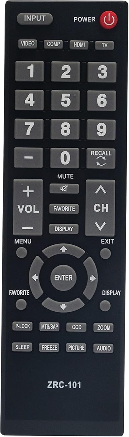 ZRC-101 – Remoto de repuesto compatible con Insignia TV NS-LCD15-09 NS-LCD19-09 NS-LCD22-09 NS-LCD26-09 NS-LCD32-09 NS-LCD37-09 NS-LCD42HD-09