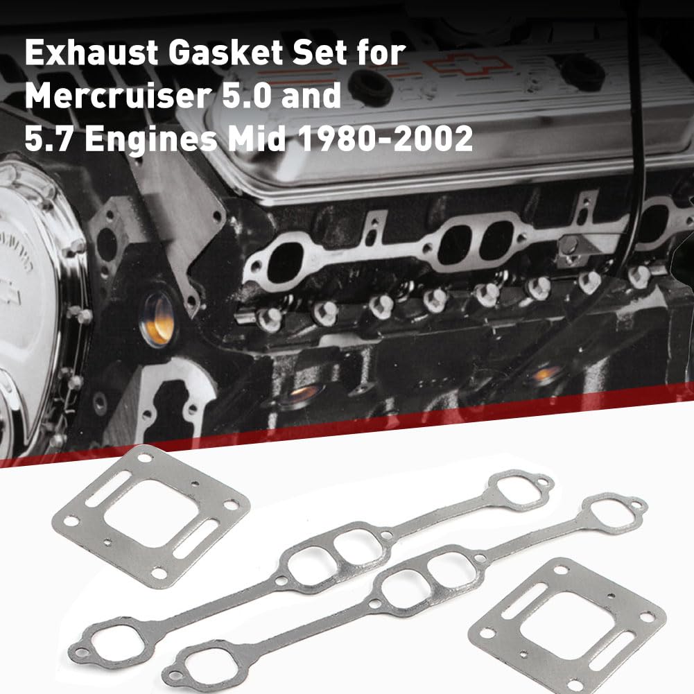 Kit de colector de juntas de escape Zhisheng para Mercruiser 5.0 mpi 5.7 350 Mag Riser Block v8 Kit de codo para motores Mercruiser 5.0 y 5.7 desde