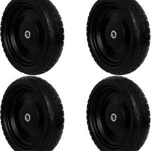 Neumáticos planos de 13 pulgadas para carro, ruedas de poliuretano sólido para carretillas de jardín, con eje de 58 pulgadas, cubo de desplazamiento Neumáticos planos de 13 pulgadas para carro, ruedas de poliuretano sólido para carretillas de jardín, con eje de 58 pulgadas, cubo de desplazamiento