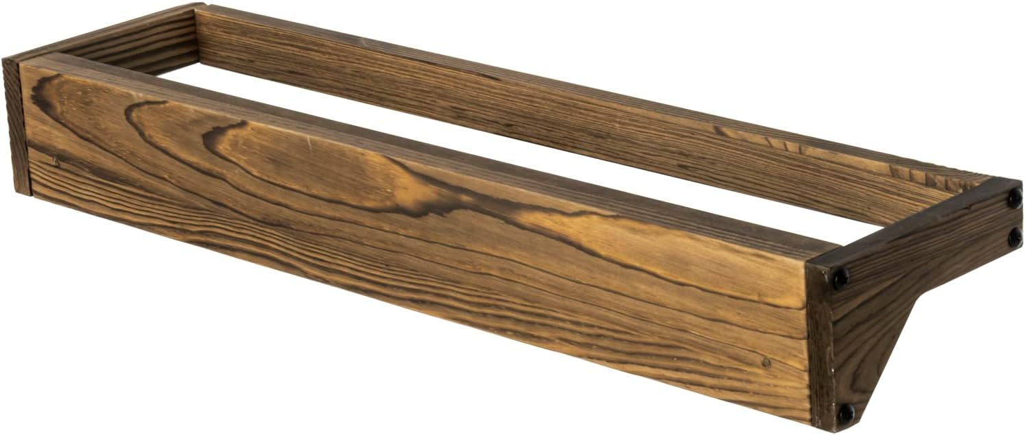 MyGift Juego de 4 estantes organizadores de almacenamiento de zapatos de madera maciza rústica quemada, montaje en pared, ahorro de espacio para