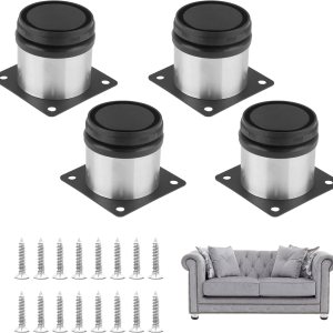 Qjaiune Patas ajustables para muebles de 2.4 pulgadas  2.362 in, juego de 4, patas redondas de metal de acero inoxidable de 2 pulgadas de diámetro, Qjaiune Patas ajustables para muebles de 2.4 pulgadas  2.362 in, juego de 4, patas redondas de metal de acero inoxidable de 2 pulgadas de diámetro,