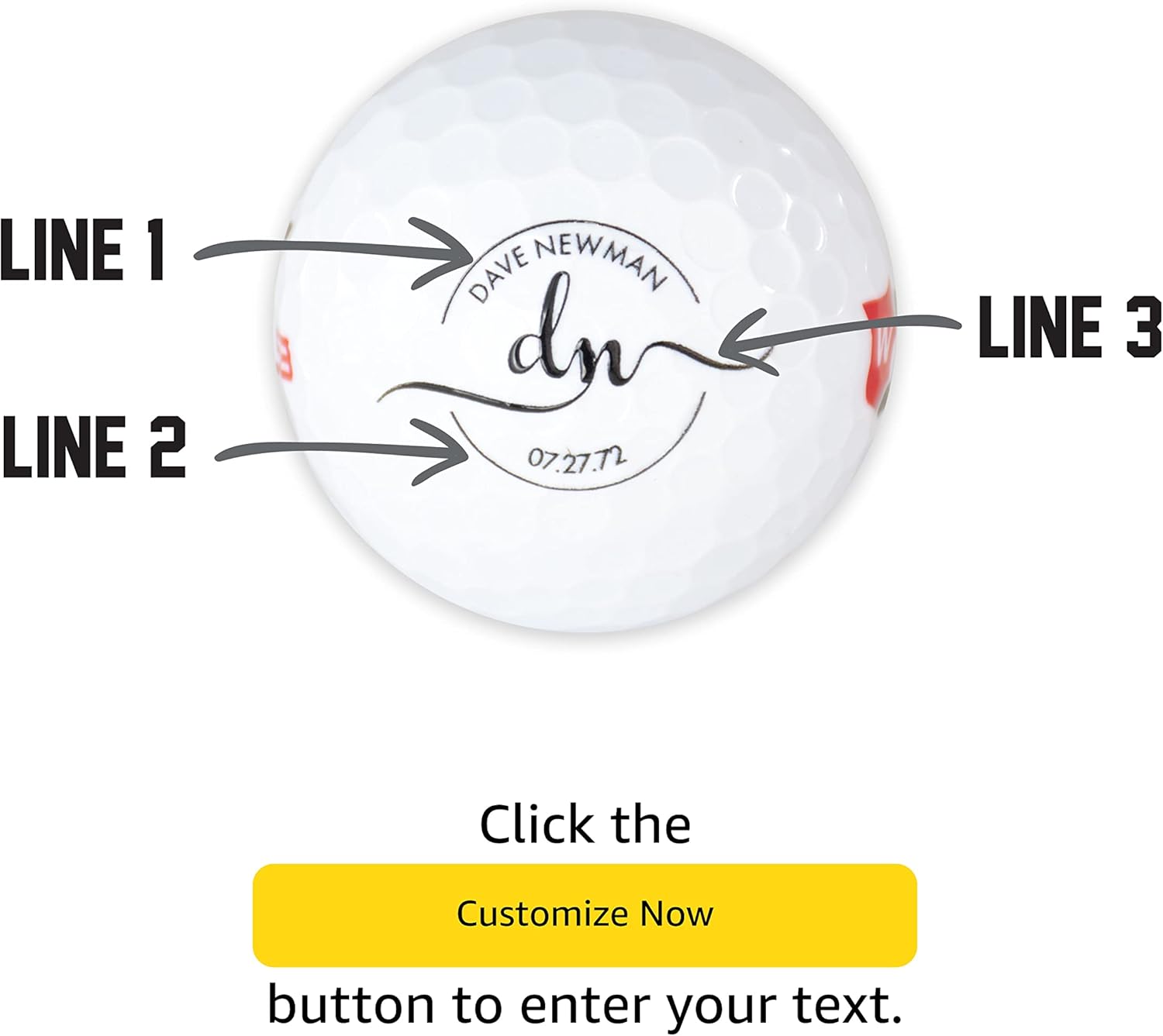Pelotas de golf personalizadas, manga de 3 pelotas de golf Wilson Staff Elite, diseños monogramados personalizados añaden tu nombre e iniciales