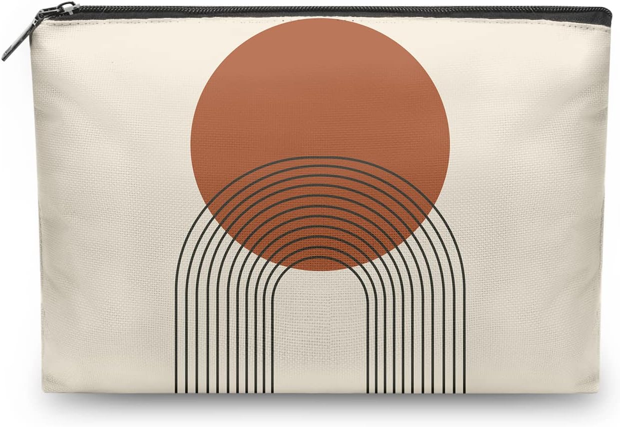 Bolsas de maquillaje de lunares en blanco y negro, patrón circular, bolsa de cosméticos, bolsa de aseo de viaje para mujeres y niñas, Redonda
