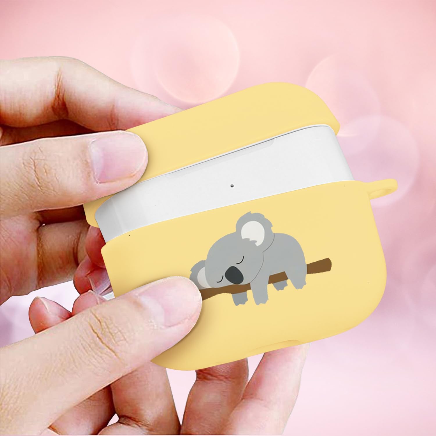 Bonita funda de koala para dormir compatible con AirPods Pro 2 con llavero, diseño de animales de dibujos animados, funda de TPU suave para AirPods
