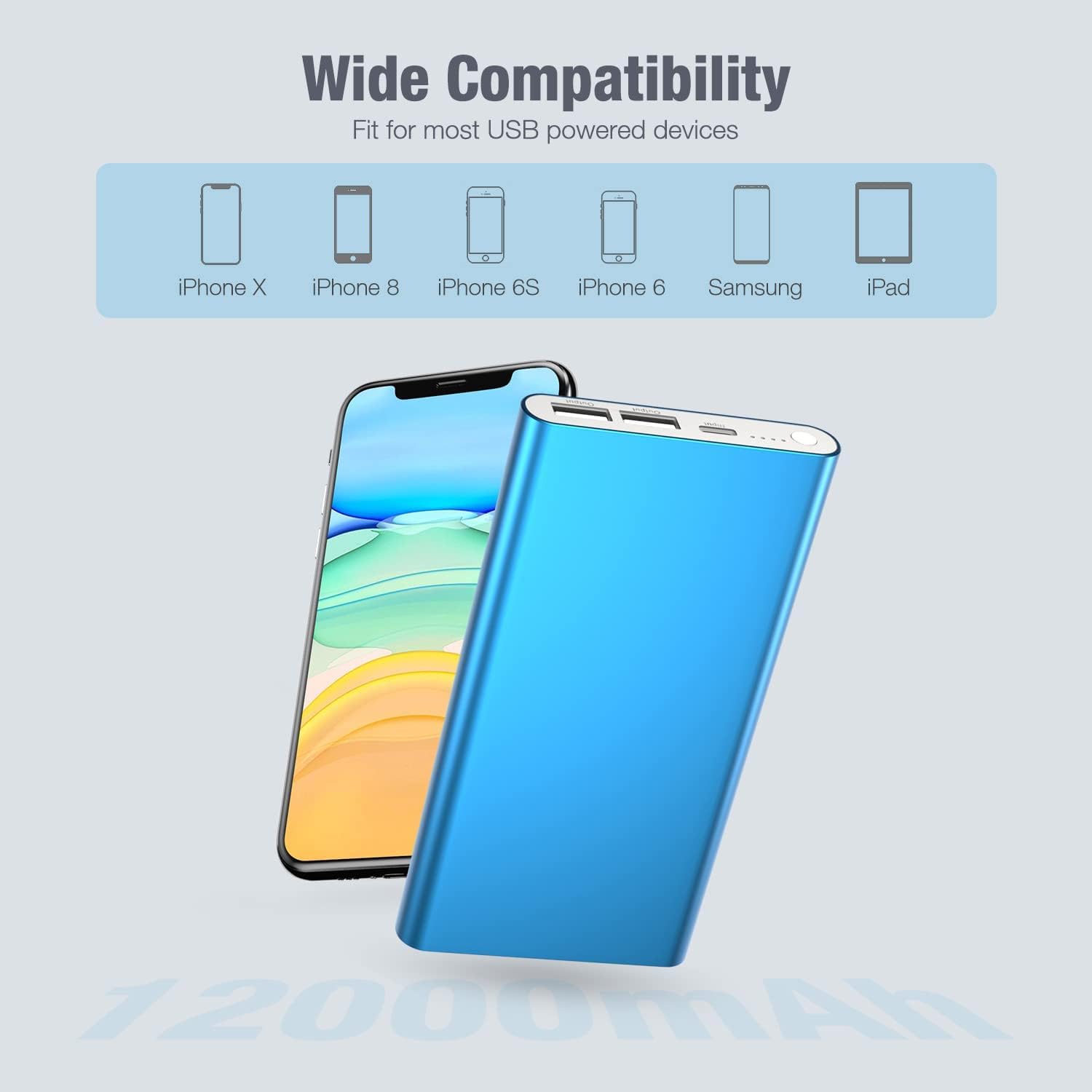 Pilot 4GS – Cargador portátil, cargador de batería de carga rápida de 12000 mAh, batería de salida de alta velocidad dual de 3 A, compatible con