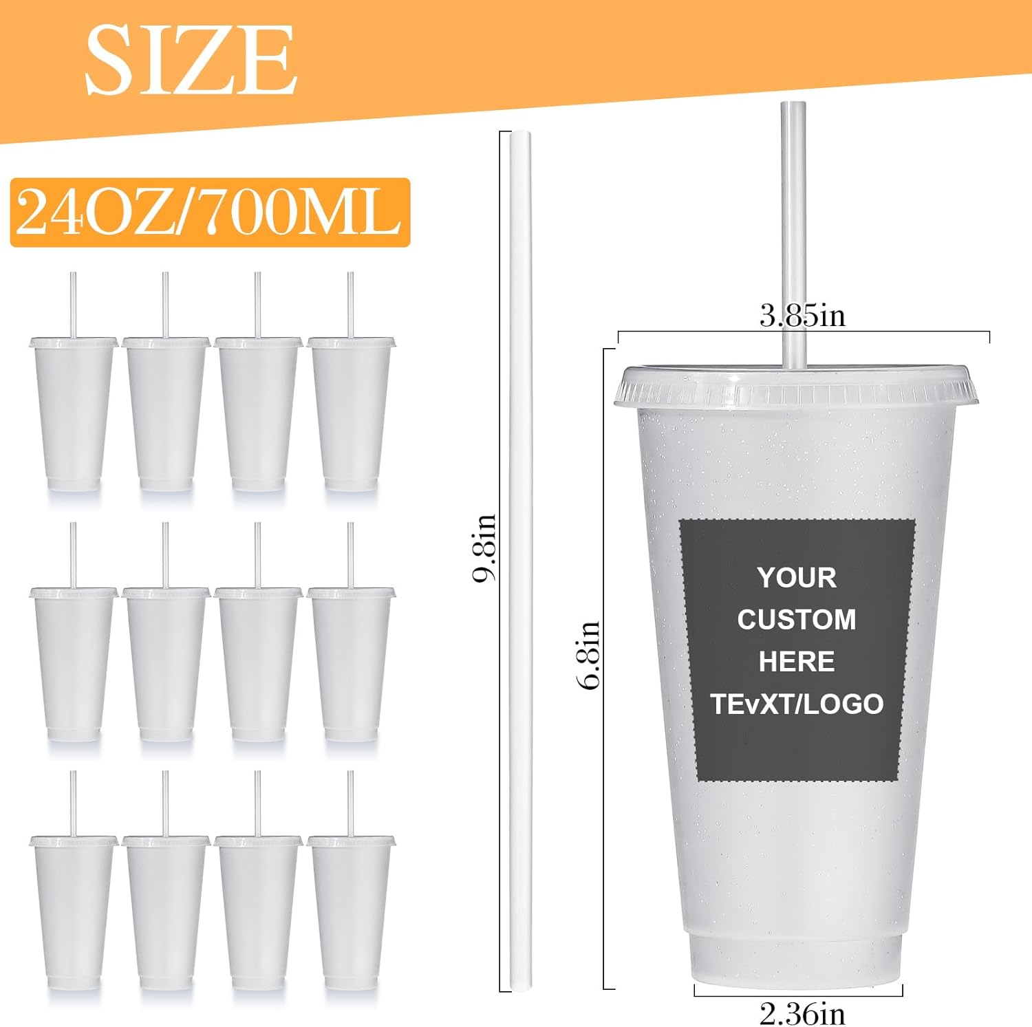 Dandat 24 vasos de plástico con tapa y pajita, vasos reutilizables de 24 onzas, vaso de café helado con purpurina a granel, taza de viaje para niños