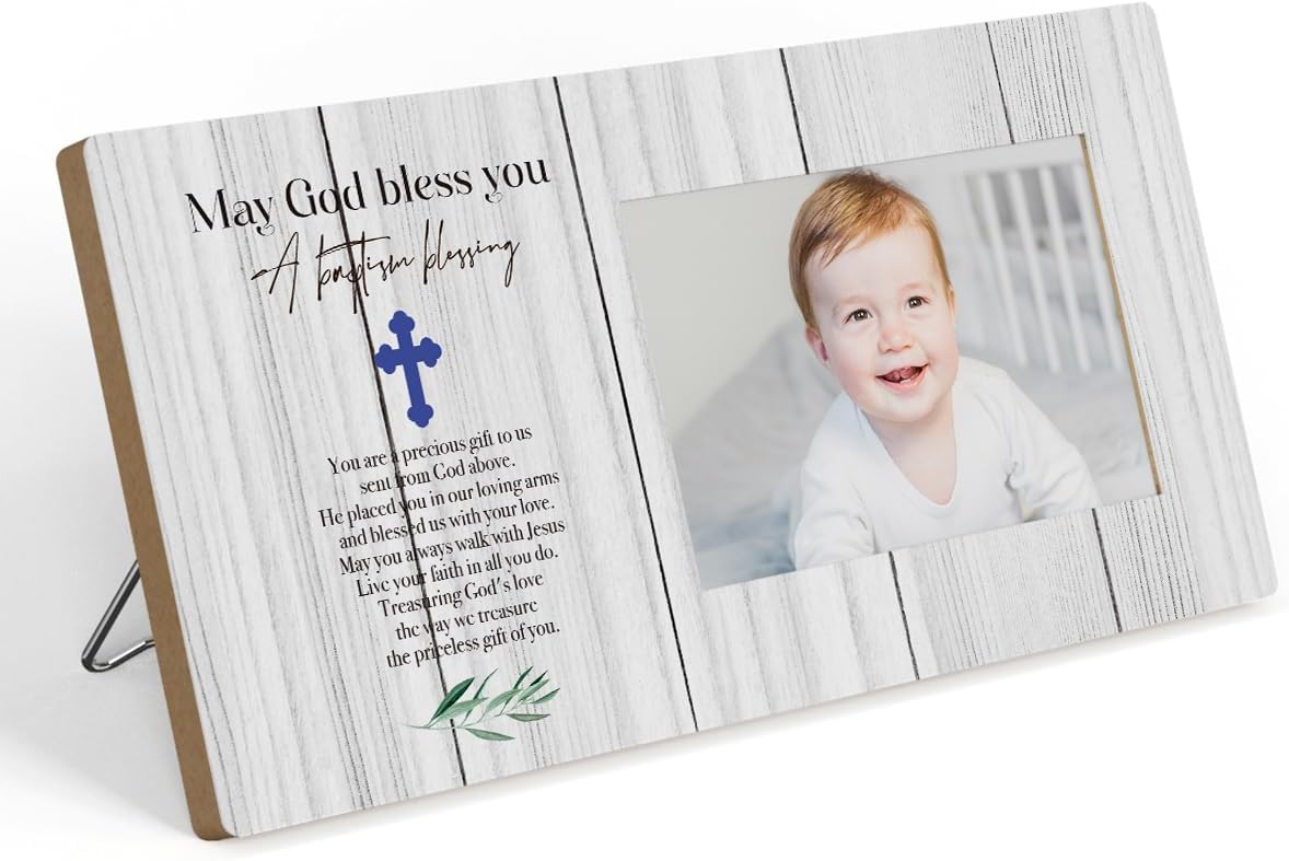 Marco de fotos de bautismo, regalos de bautismo para niños, regalos de bautizo para niños, regalos de cumpleaños, Navidad, regalos religiosos para