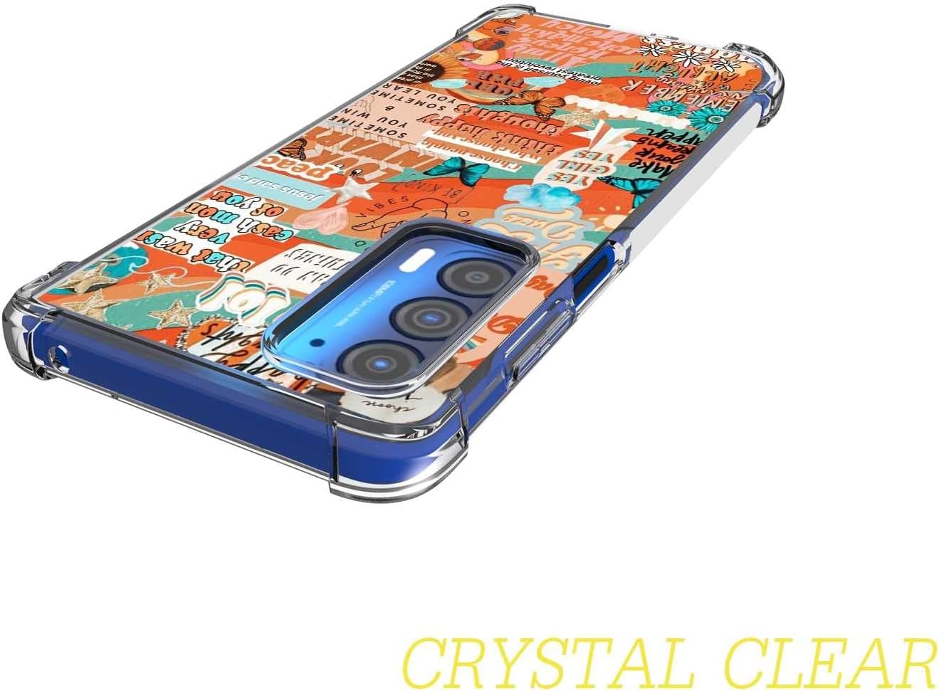 Compatible con Moto Edge 2021Edge 5G UW, citas estéticas de collage positivo, diseño gráfico de moda para Moto Case para mujeres y niñas, funda