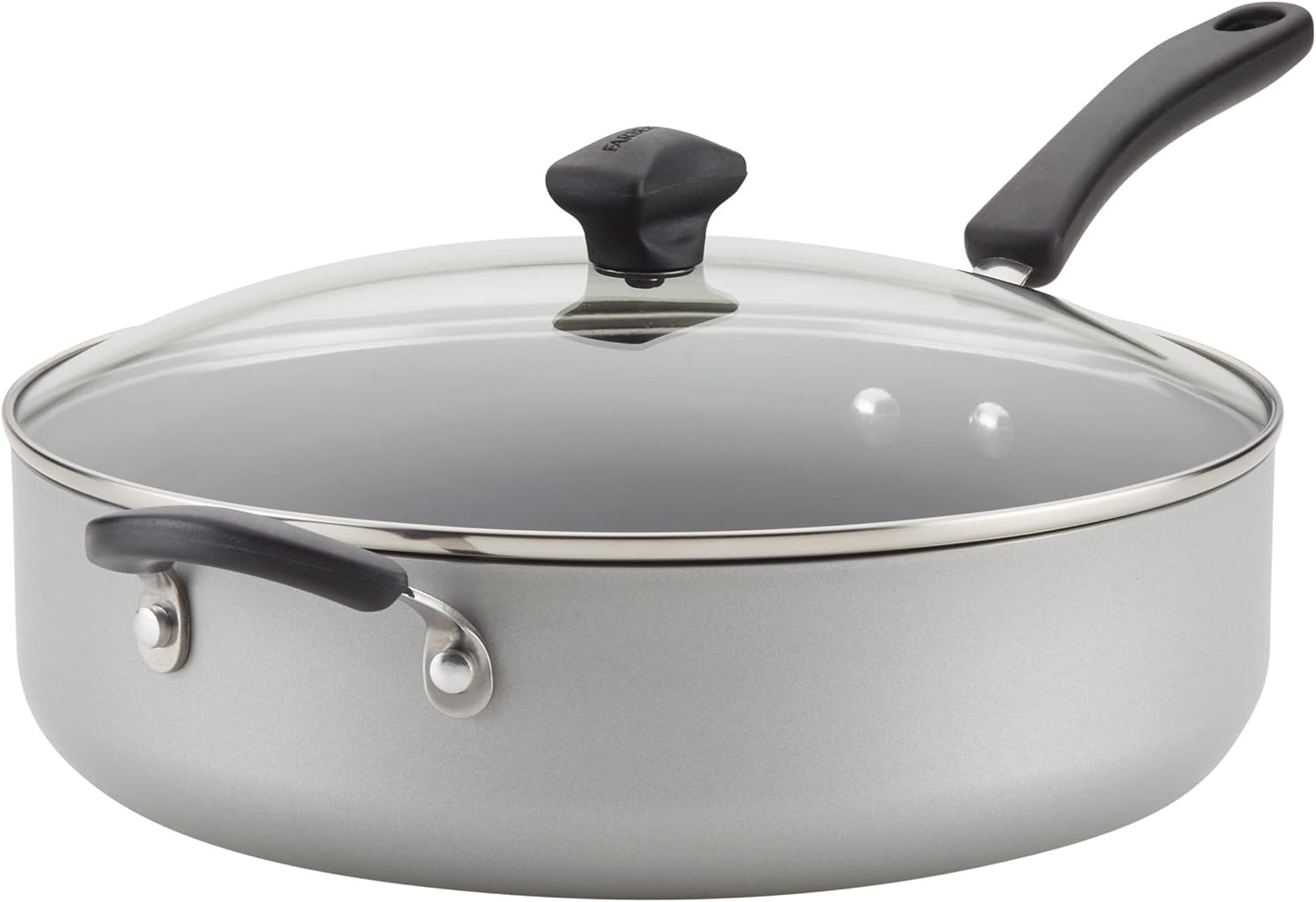 Farberware Cookstart DiamondMax – Olla antiadherente jumbo con tapa y mango auxiliar, apta para lavavajillas, 6 cuartos de galón, color plateado