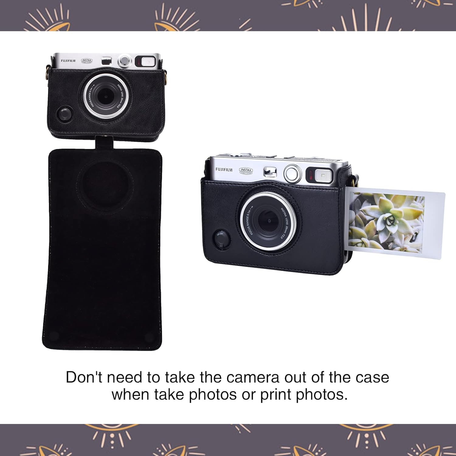MUZIRI KINOKOO Instax Mini EVO – Funda protectora de piel sintética para cámara Fuji Instax Mini EVOPolaroid Mini EVO, con correa ajustable para el