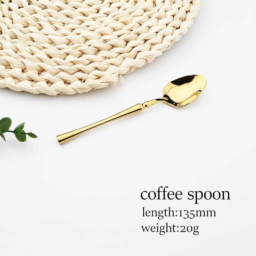 Cucharas de café doradas, 4 piezas de 6.89 pulgadas, cucharas de té de acero inoxidable con chapado en oro de titanio, cucharas de servicio pulidas
