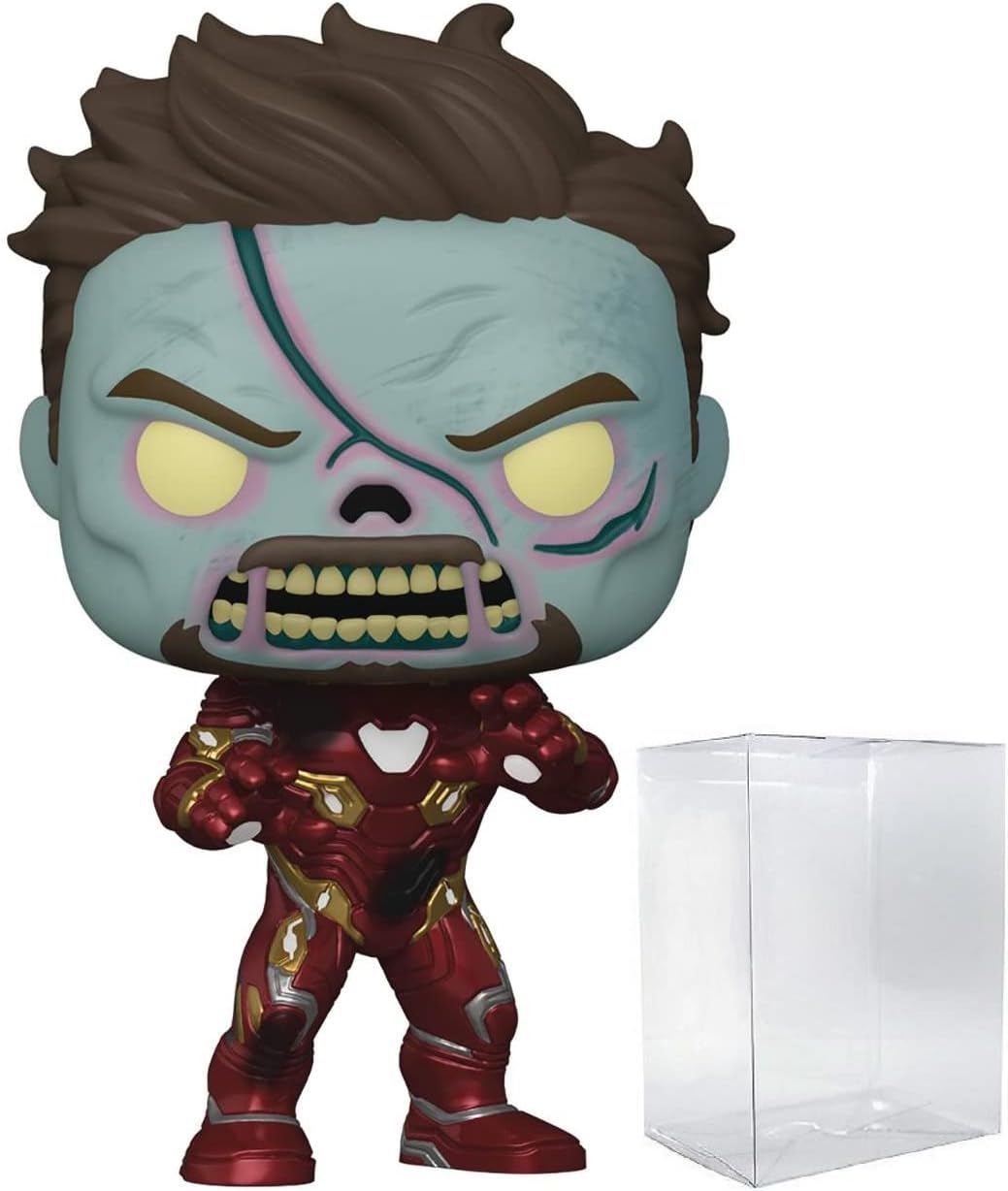 Funko Marvel What If – Zombie Iron Man Tony Stark Pop! Figura de vinilo (incluye funda protectora compatible con caja Pop Box)