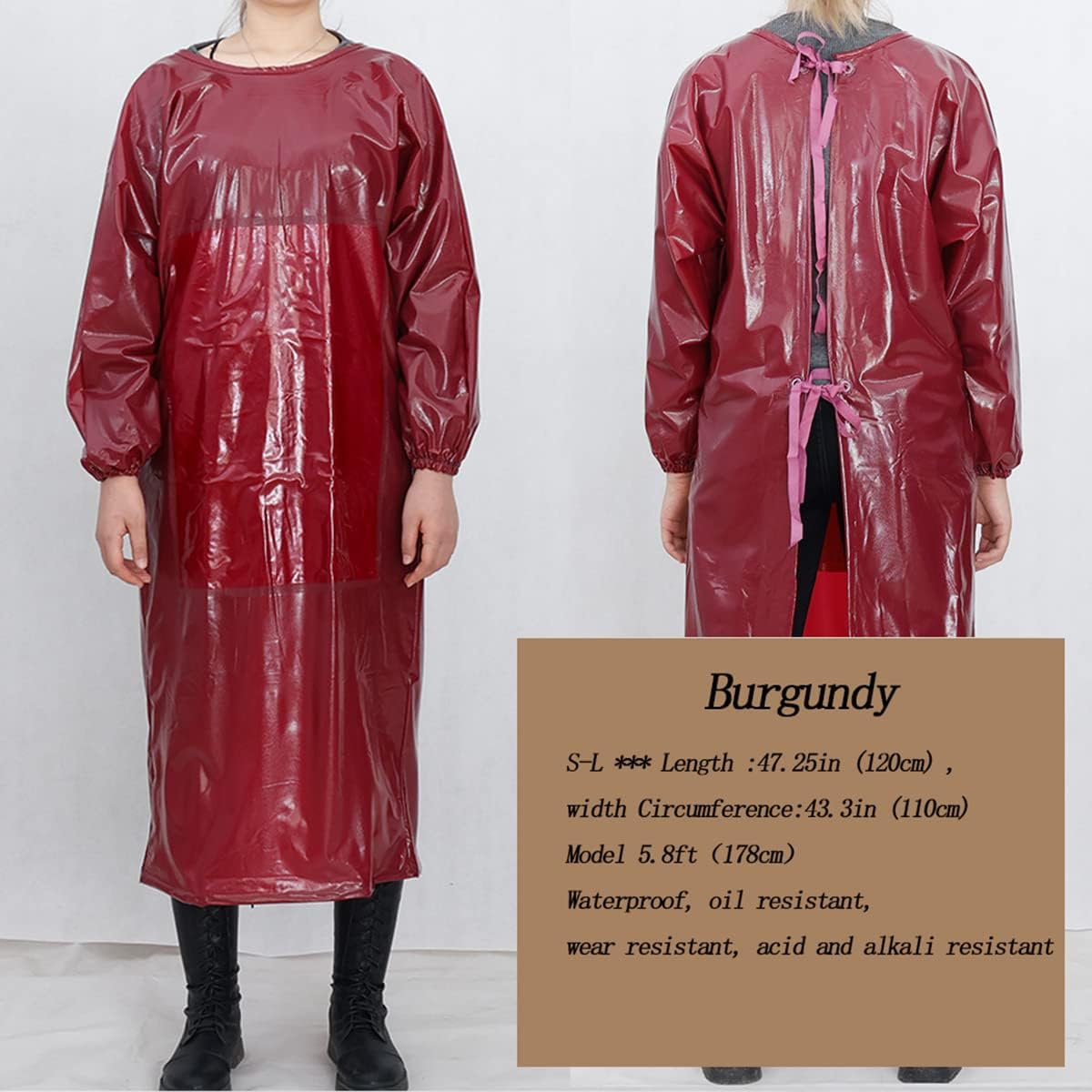 Traje de chapoteo delantal impermeable resistente a los productos químicos, bata de PVC de manga larga