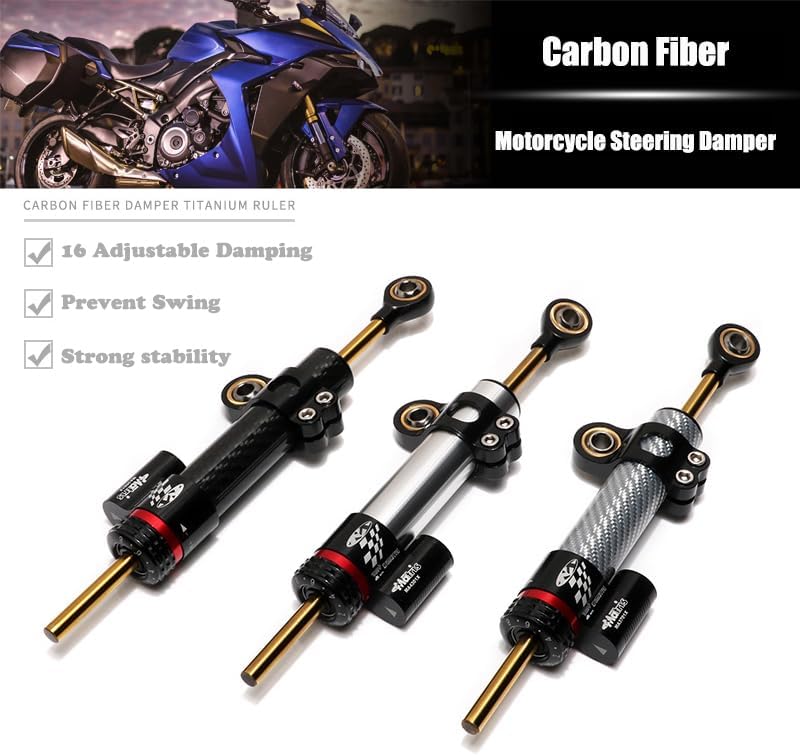 Amortiguador de dirección de motocicleta para Y-amaha FZ-25 2017-2018 estabilizador de amortiguador de dirección ajustable de fibra de carbono sin