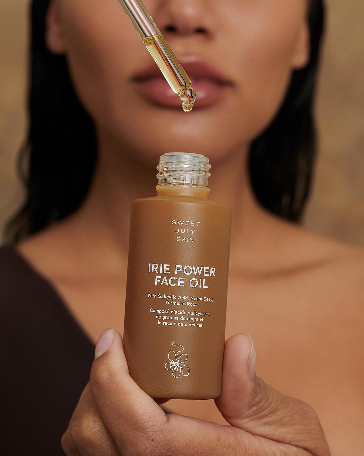 SWEET JULY SKIN Irie Power – Aceite facial hidratante, iluminador, hidratante, escualeno, aceite de semilla de neem, aceite de raíz de cúrcuma,
