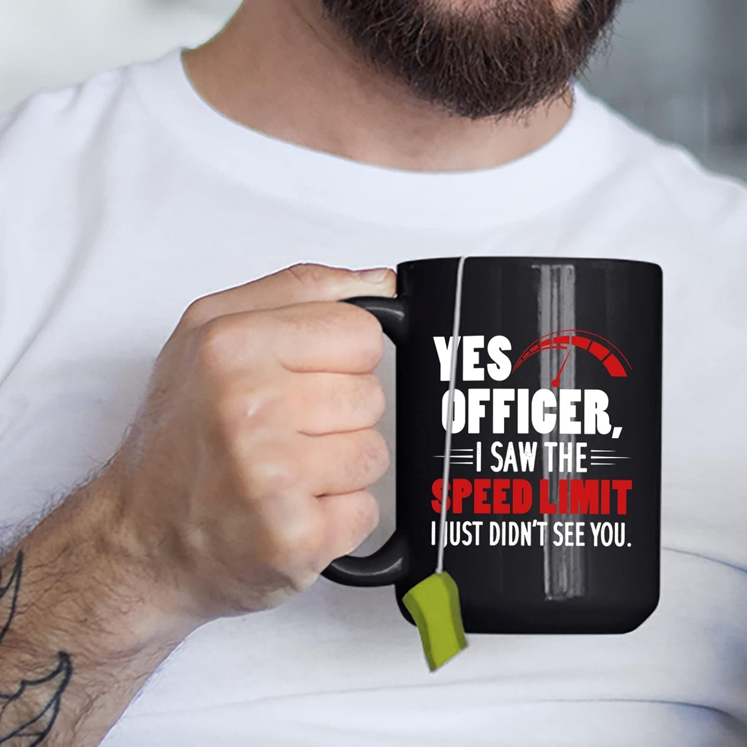 Yes Officer I Saw the Speed Limit I Just Didn’t See You – Taza de cerámica para mecánico de automóviles idea de regalo para compañero de trabajo –