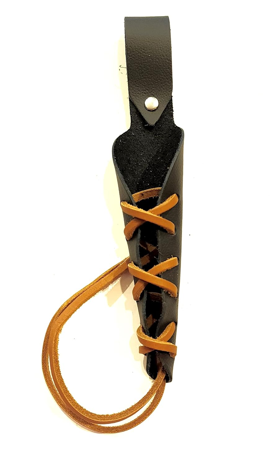 Black Leather Magic Wand Holster with Brown Lacing and Belt Loop – Handmade in USA! – Bientro LARP for Cosplay