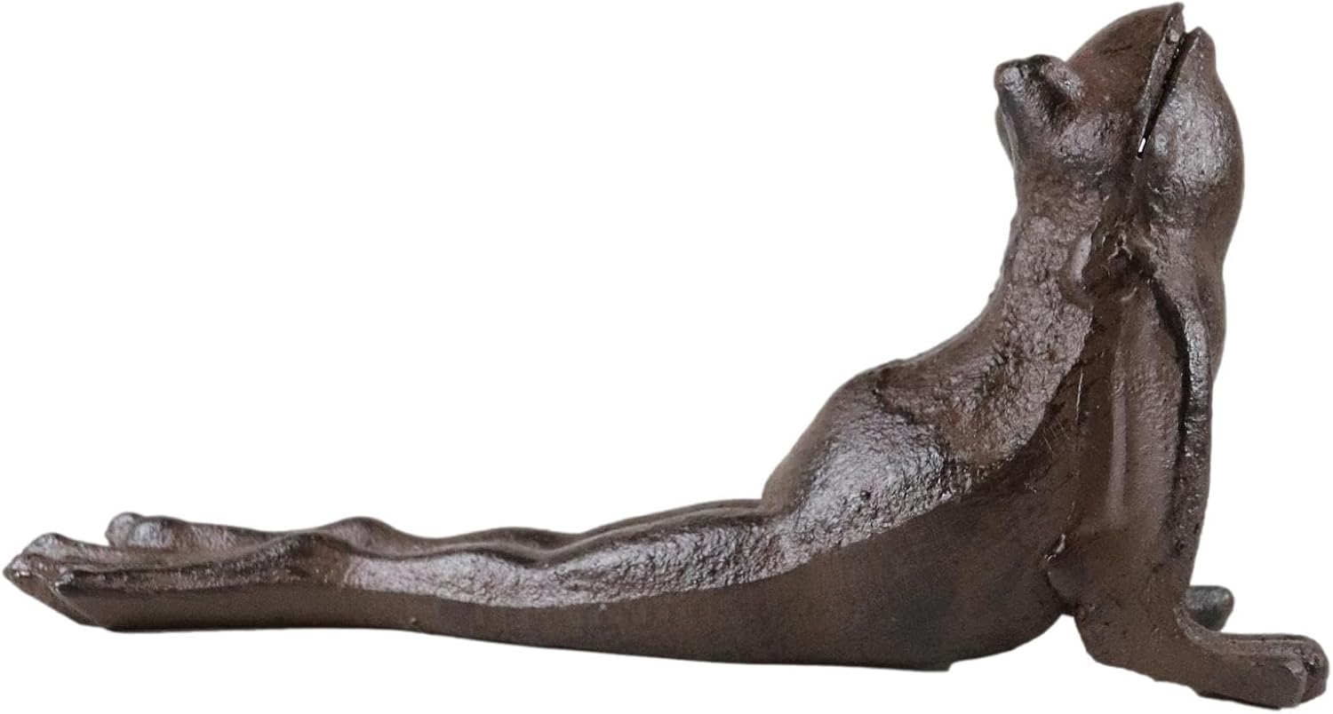 Ebros Gift Tope de puerta de hierro fundido rústico con diseño de rana de sapo para yoga, decorativo, coleccionable, estatua de cuña