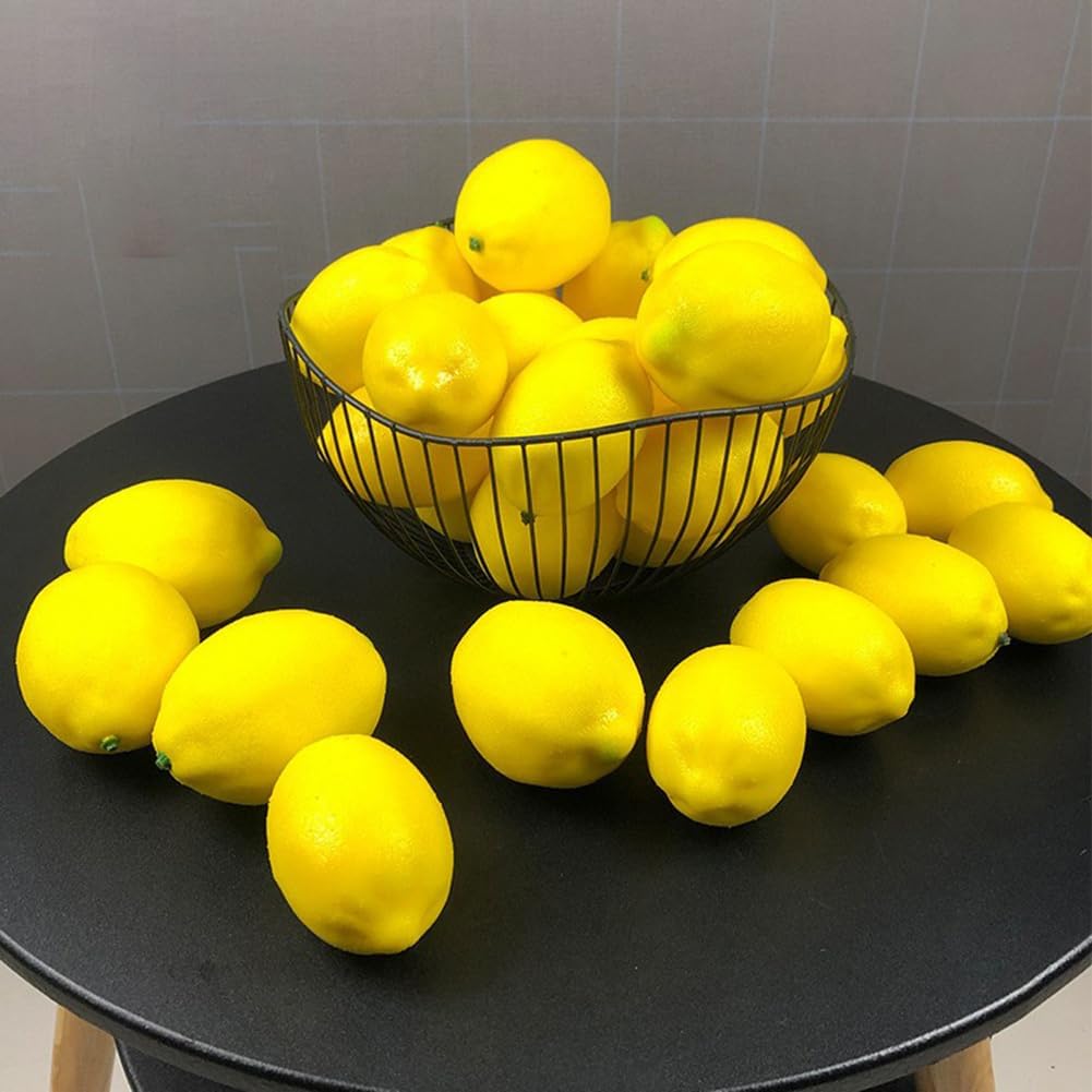 12 limones artificiales, frutas sintéticas realistas, limones falsos amarillos realistas, accesorios de fotografía para el hogar, mesa de cocina,