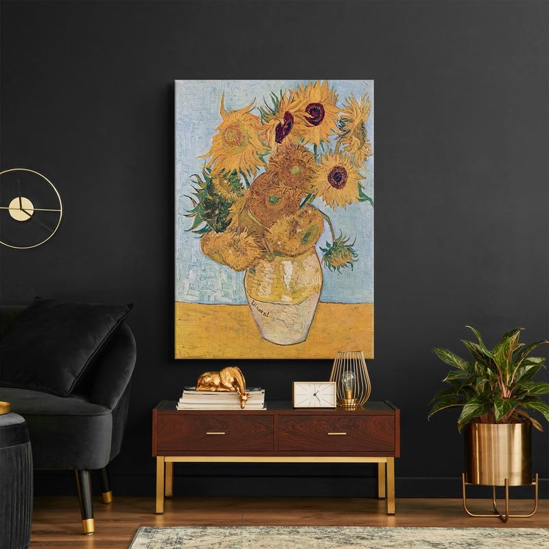 CanvasWAY – Vincent van Gogh – Cuadro clásico floral sobre lienzo de algodón, marco de madera para decoración del hogar y regalos (36 x 47 x 1.5