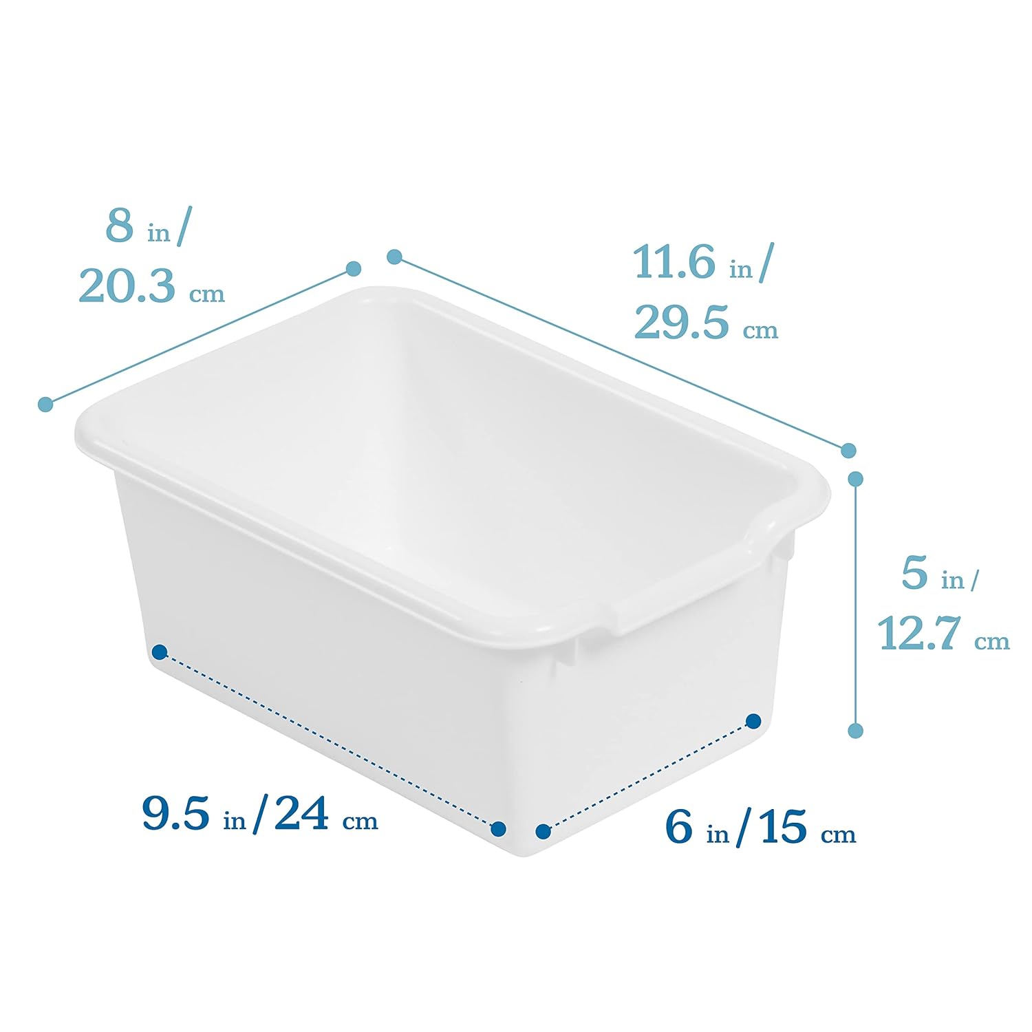 ECR4Kids Cubo de almacenamiento frontal con cucharada, organización multiusos, color blanco, 5 piezas