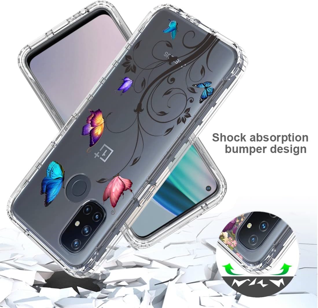 Funda para OnePlus Nord N10 5G, BE2029 con protector de pantalla de vidrio templado, carcasa rígida de diseño floral de cuerpo completo + funda de